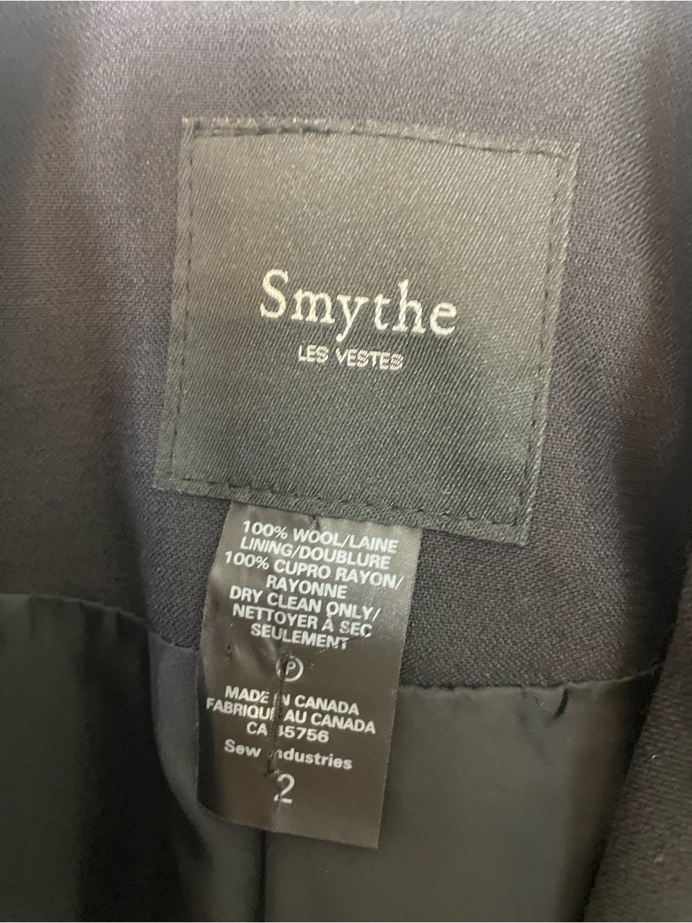 SMYTHE Black Wool Tailored Blazer Red Royal Blue Waist Stripe Sz 2 - Picture 8 of 9